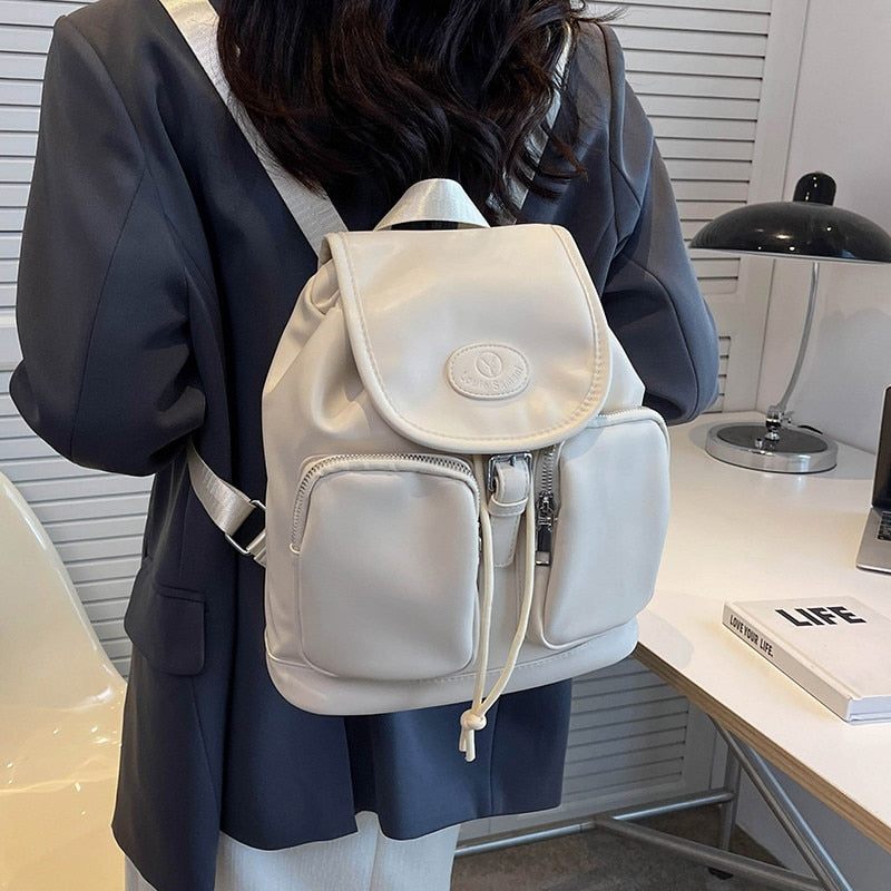 Fashion Women Backpack PU Leather School Bag Schoolbag for Teenage Girls Drawstring Backpacks Ladies Rucksack Shoulder Bags pink