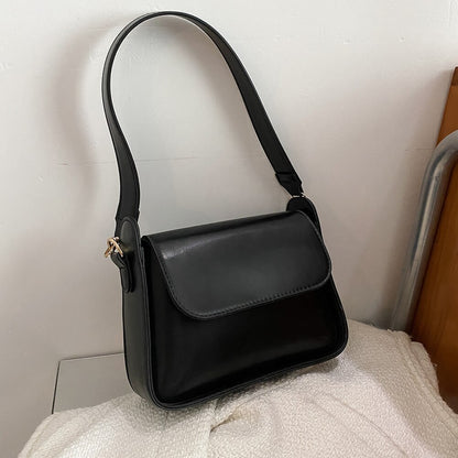 Fashion Women Shoulder Underam Bags PU Leather Solid Color Small Square Flap Handbag Totes Casual Ladies Top-handle Shoulder Bag