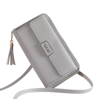 Women Shoulder Strap Bag Multifunction Long Wallet Fashion Tassel HandBag Hasp Card Holder Ladies Small Crossbody Cell Phone Bag