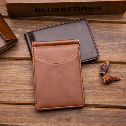 1PC Leather Men Money Clips Metal Solid Wallets Credit Dollar Purses With A Metal Clamp Female ID Credit Card Purse Cash Holder