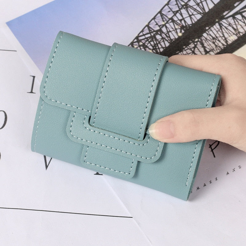 Wallet Women Lady Short Women Wallets Red Color Mini Money Purses Small Fold PU Leather Female Coin Purse Card Holders