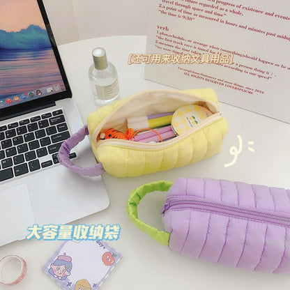 1Pc New Macaron Color Soft Makeup Bag For Women Zipper Large Female&#39;s Cosmetic Case Travel Make Up Toiletry Bag Washing Pouch