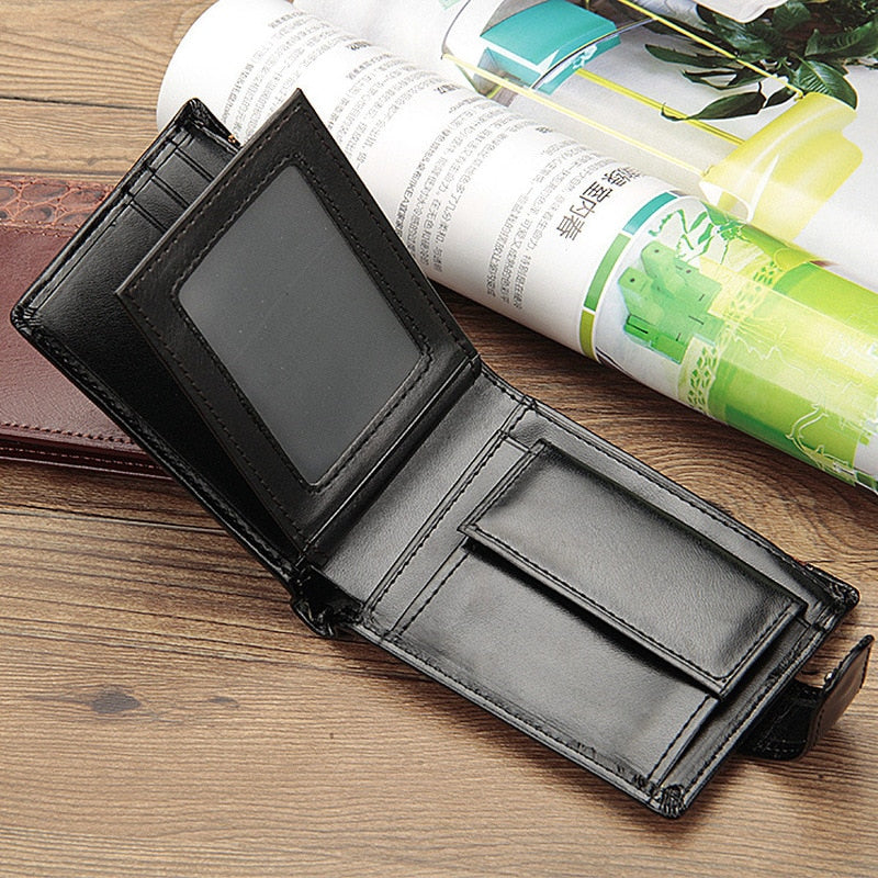 New Men Wallets Patchwork Leather Short Male Purse With Coin Pocket Card Holder Brand Trifold Wallet Men Clutch Money Bag