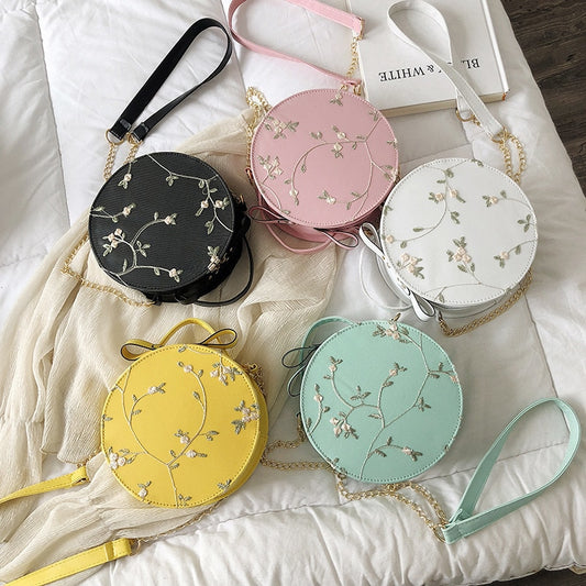 Women Shoulder Bags Brand Designer Handbags Women&#39;s Fashion Lace Fresh Handbag Crossbody Bag Solid Color Small Round Bag Clutch