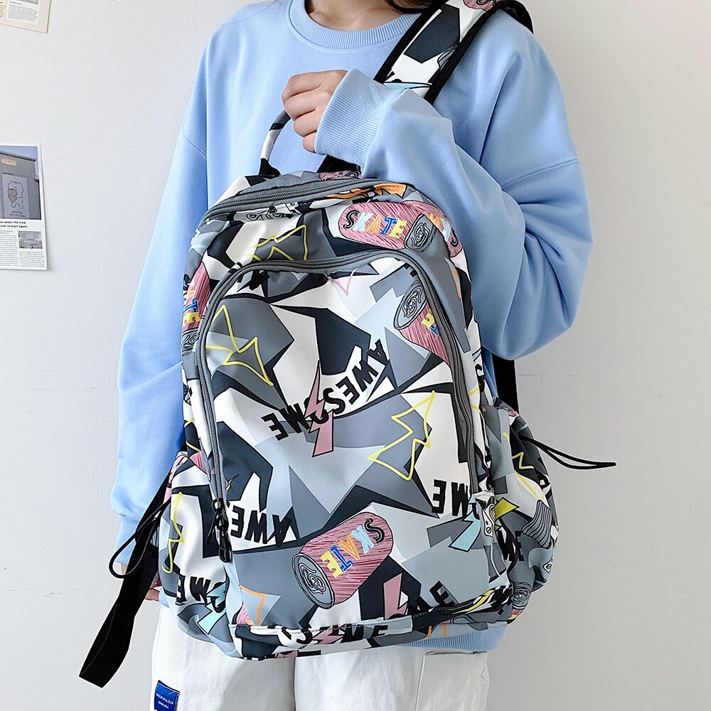 Original Graffiti Big Capacity Women Men&#39;s Backpacks High Middle School Boys College Book Bags 15.6&quot; Computer Travel Out Door