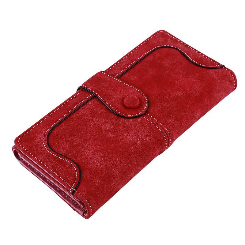 Fashion Women Wallets Dull Polish Leather Wallet Double Zipper Day Clutch Purse Wristlet Portefeuille Handbags Carteira Feminina