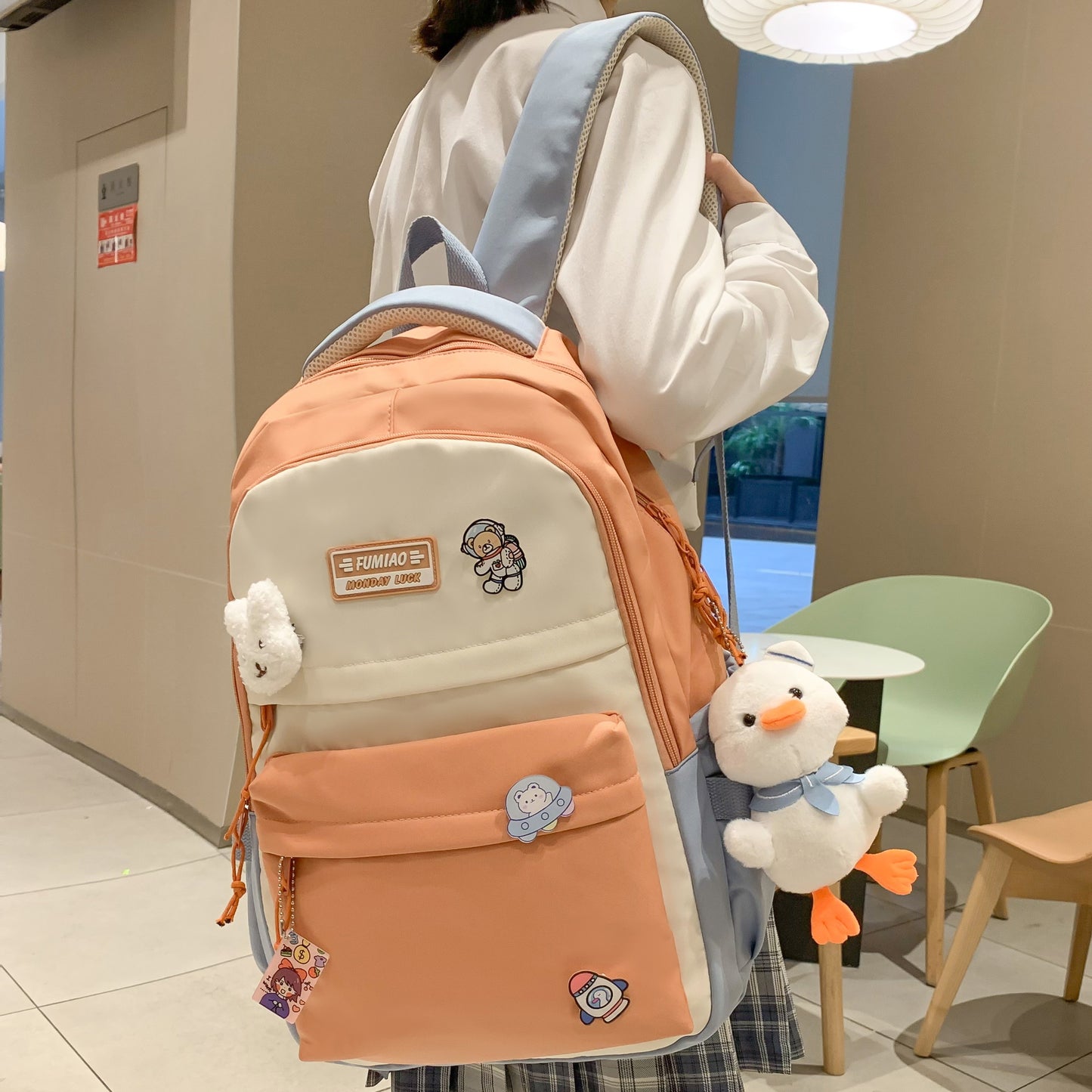 Trendy Lady Kawaii Badge Bag Female Cute Laptop College Backpack Fashion Women School Bag Girl Travel Harajuku Book Backpack New