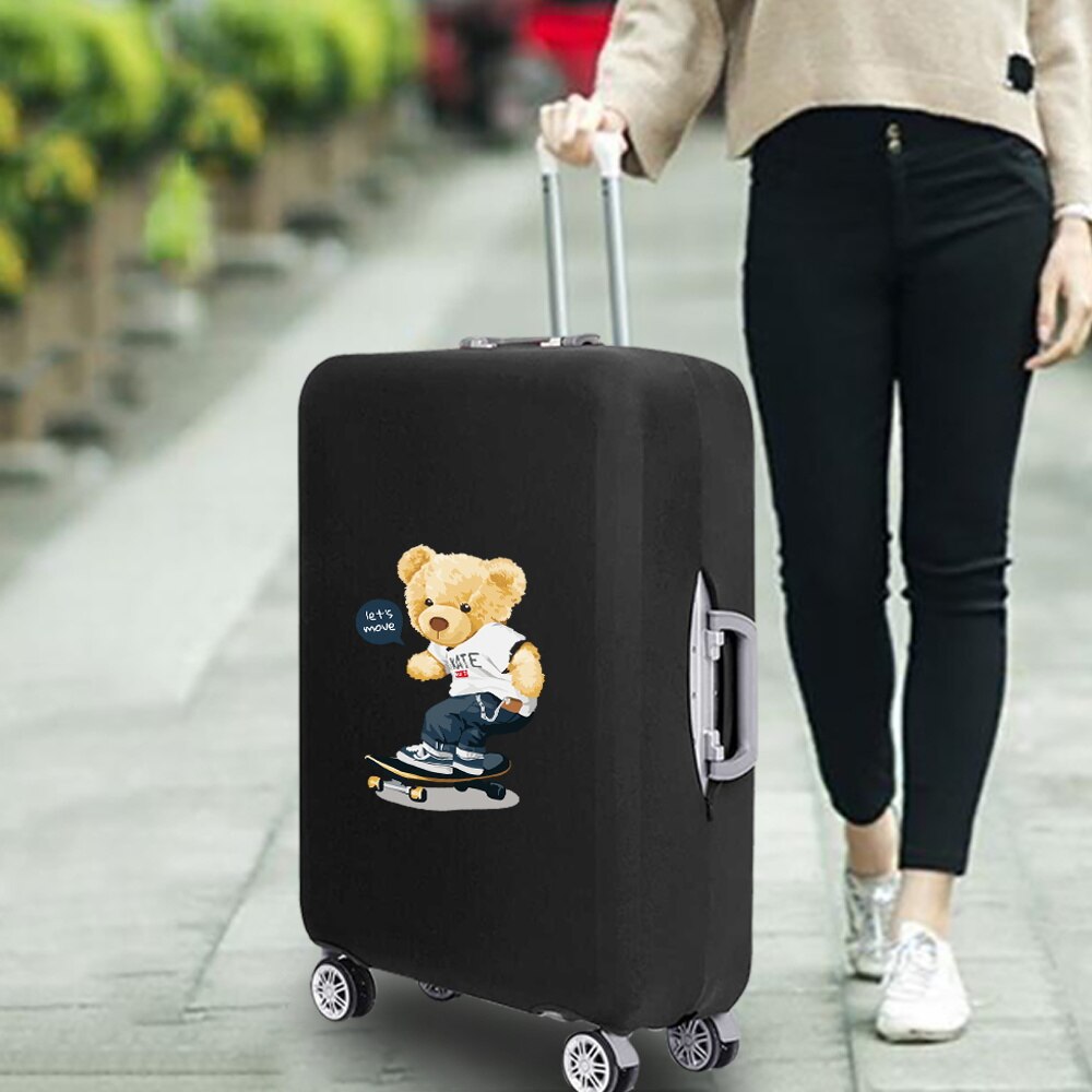 Luggage Cover Protective Thickening Travel Accessories Luggage Dust Cover for 18-28 Inch Bear Print Fashion Suitcase