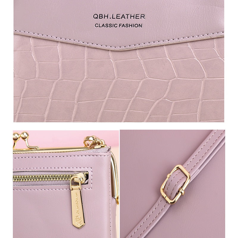 Hot Fashion Allgator Pattern Phone Handbags Women&#39;s PU Leather Card Holder Shoulder Bags Ladies Travel Crossbody Bags Female