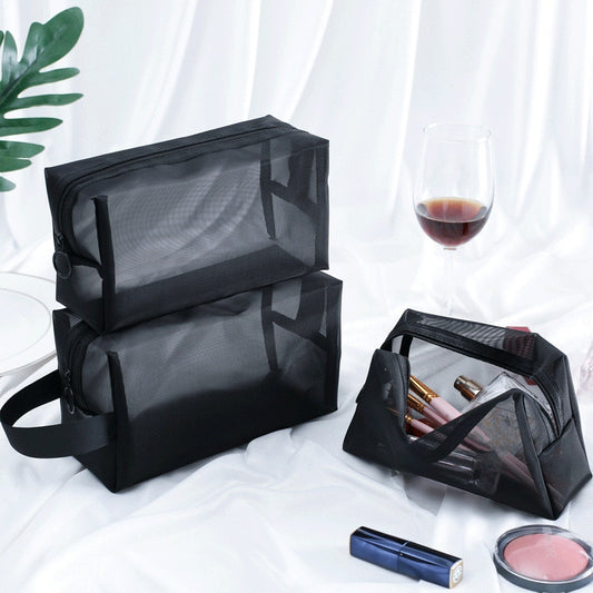 Clear Black Makeup Bag Travel Neceser Toiletry Cosmetic Organizer Bag Pouch Set Women Mesh Small Large Transparent Make Up Bag