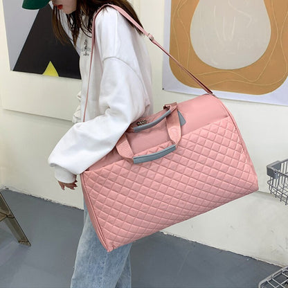 Lingge Travel Bag Women Shoulder Bag Large Capacity Handbags Teenager Sports Bag Casual Crossbody Pack Fashion Brand Luggage Bag