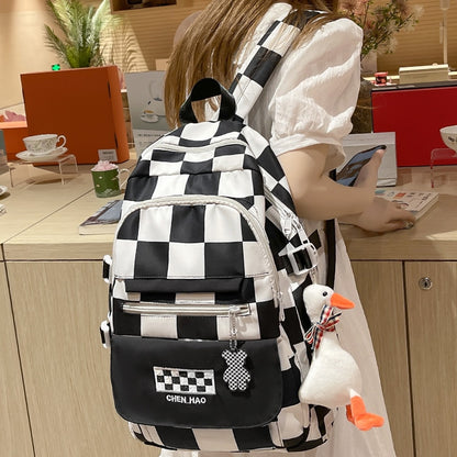 Fashion Female Waterproof Laptop Plaid Student Bag Lady College Backpack Cool Girl Travel Book Backpack Women Lattice School Bag