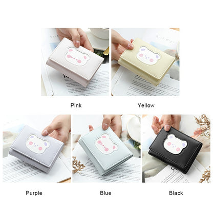 Brand Designer Cute bear Small Three Fold Wallets For Women Soft PU Leather Card Holder Purse Ladies  Fashion Purses Female