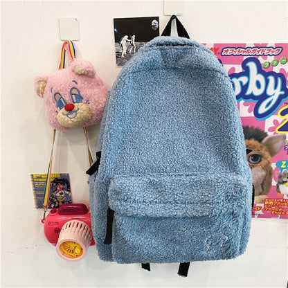 Winter Plush New Backpack Women Casual Large Capacity Shoulder Bag Fashion Girls Travel Backpacks College School Bag Rucksack