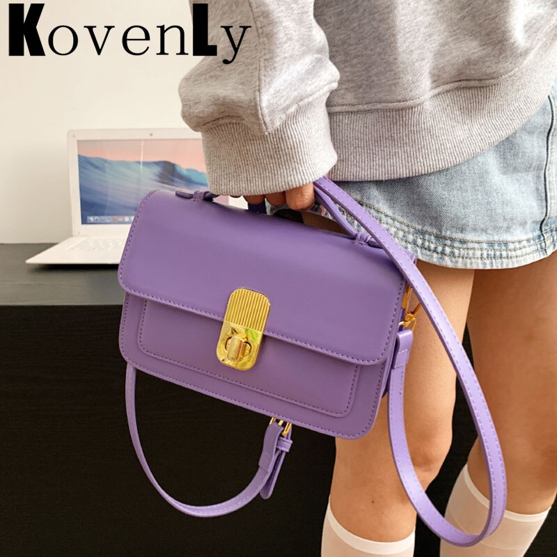 Messenger Bags For Women Fashion Handle Square Handbags Pure Color Flap Crossbody Shoulder Bag High Quality Female Satchel Bag