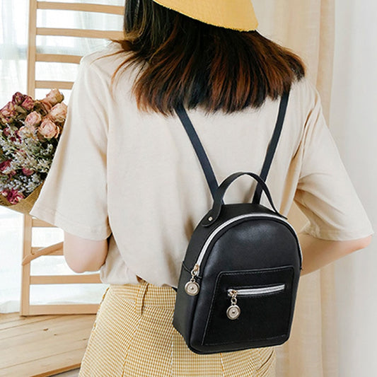 Brand Designer Fashion Women Backpack Mini Soft Touch Multi-Function Small Backpack Female Ladies Shoulder Bag Girl Purse Black