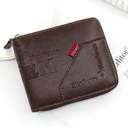 Men&#39;s Wallet Made of Leather Wax Oil Skin Purse for Men Coin Purse Short Male Card Holder Wallets Zipper Around Money Coin Purse