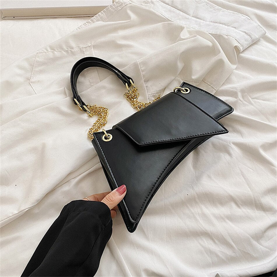 Luxury Irregular Shape Women Shoulder Bags Brand Design Female Handbags and Purses High Quality PU Leather Solid Color Chain Bag