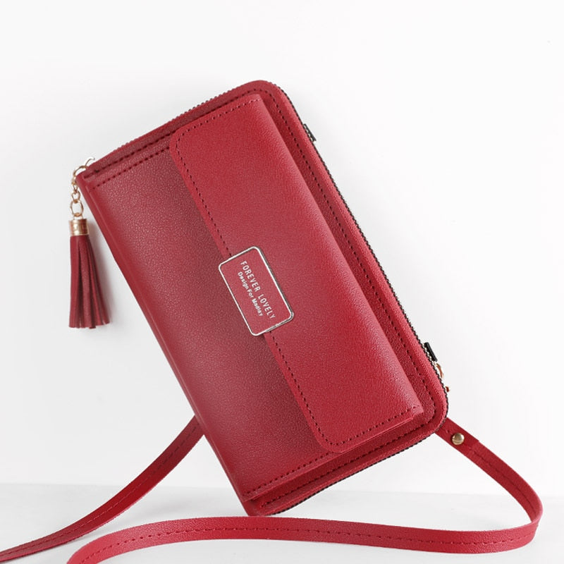 Women Shoulder Strap Bag Multifunction Long Wallet Fashion Tassel HandBag Hasp Card Holder Ladies Small Crossbody Cell Phone Bag