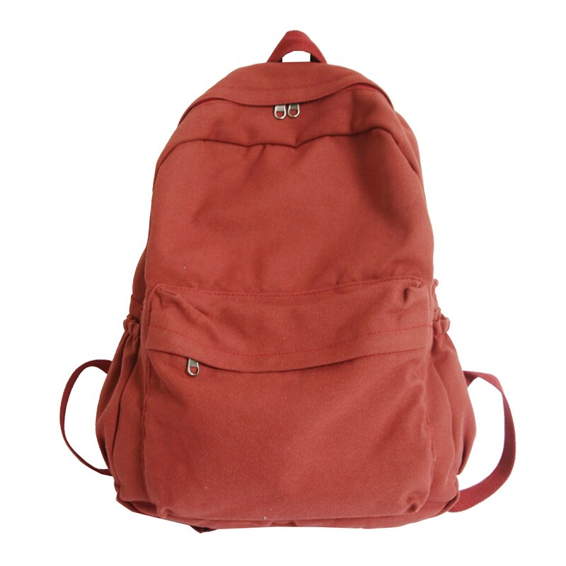 Casual Canvas School Bag Fashion Women Backpack Solid Color College Student School Backpack Unisex Travel Rucksack Shoulder Bags