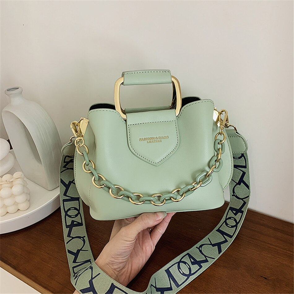 Luxury Women Leather Small Totes Bag Cute Short Handle Shoulder Bags for Women Designer Trend Chain Crossbody Bag Brand Handbags