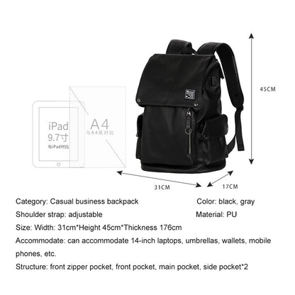 Fashion Casual Man Laptop Backpack Men Fit 14 Inch Laptop USB Recharging Large Space Travel Male Bag Anti Theft Backpack