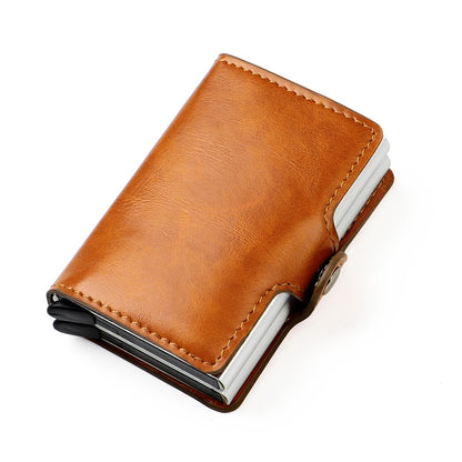 New Men Rfid Anti-theft Card Holders Women Genuine Leather Wallets Large Capacity Business Card Case Portable Double Layer Purse