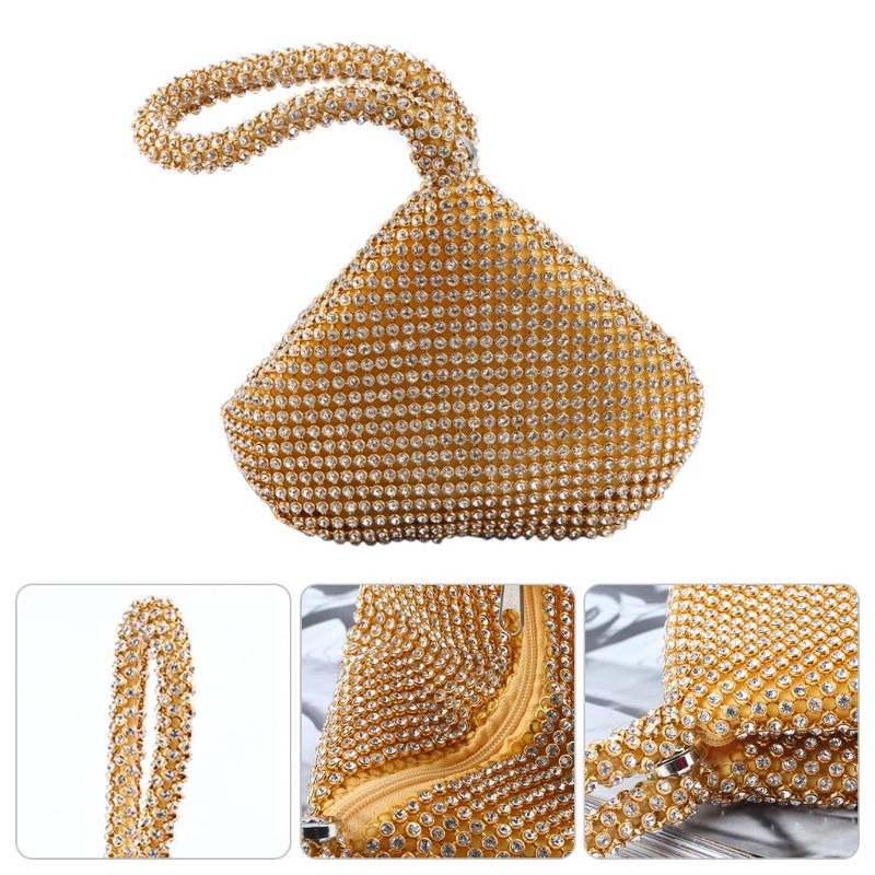 Women&#39;s Triangle Glitter Handbag Purse Clutch Evening Luxury Bags Party Prom