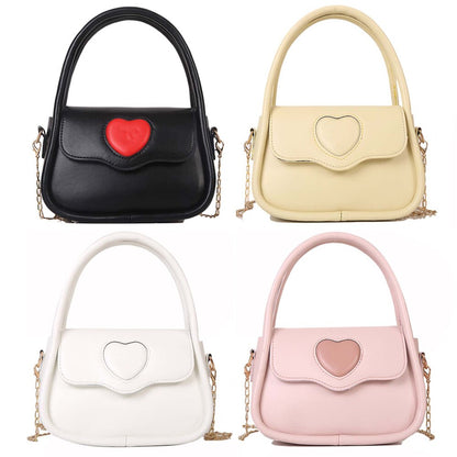 Stylish Women Pure Love Heart Clutch Handbag Ladies Casual PU Leather Shoulder Bag Chic Crossbody Bag for Ladies