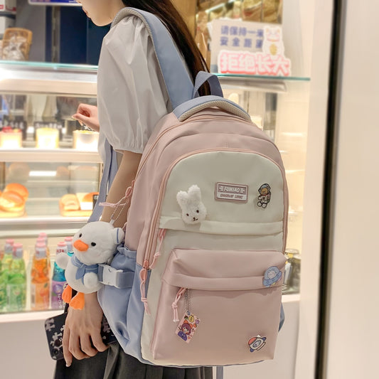 Fashion Lady Kawaii Leisure Book Bag Women Cute Badge Student Backpack Female Laptop College Backpack Girl Travel School Bag New