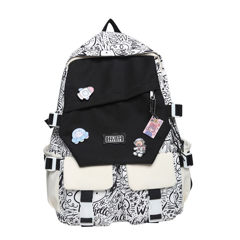 Girl Travel Kawaii Cartoon Print School Bag Trendy Female College Backpack Fashion Ladies Student Backpack Women Laptop Book Bag