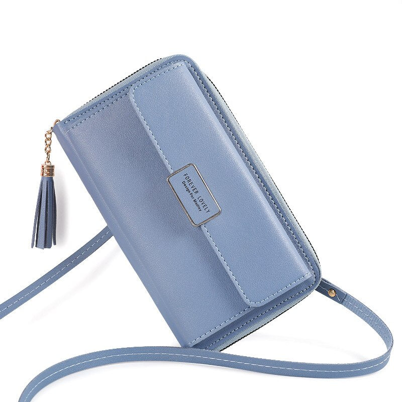 Women Shoulder Strap Bag Multifunction Long Wallet Fashion Tassel HandBag Hasp Card Holder Ladies Small Crossbody Cell Phone Bag