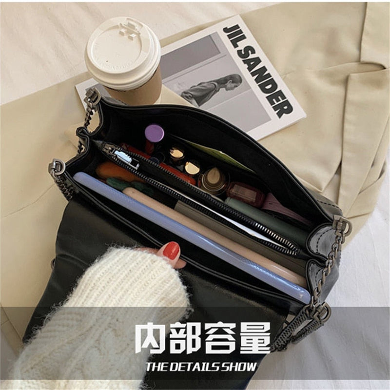 Handbags For Women Trend New fashion Large capacity female single shoulder bag chain Casual Black Soft PU Leather Crossbody Bags