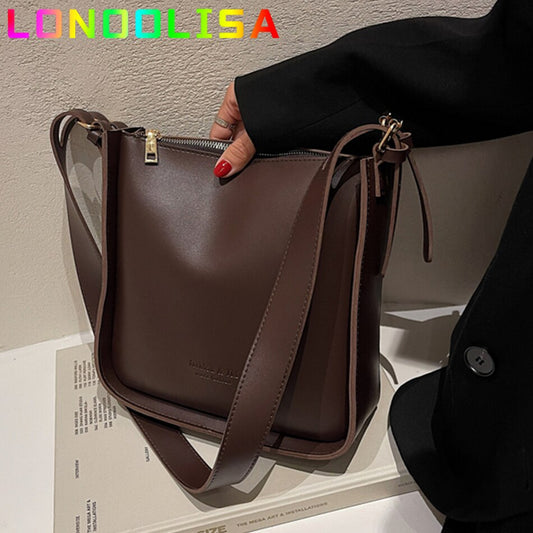 Retro Wide Strap Shoulder Messenger Bag for Women Brand Designer Simple Large Capacity Crossbody Work Ladies Handbags and Purses