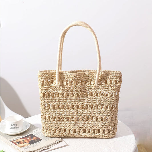 Summer Handmade Women&#39;s Bag Top Handle Woven Handbags Large Capacity Tote Beach Weaving Straw Travel Beach Woman Shoulder Bag