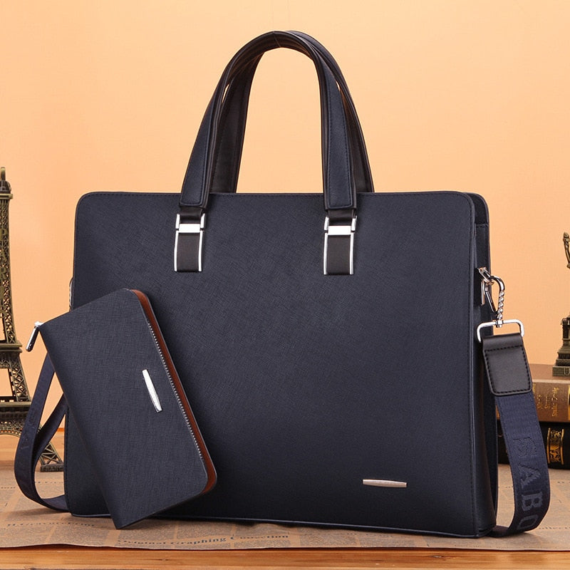 New Luxury Designer PU Leather Man Briefcase Men&#39;s Business Handbag 15.6 Inches Laptop Bag Fashion Male Briefcases Shoulder Bag