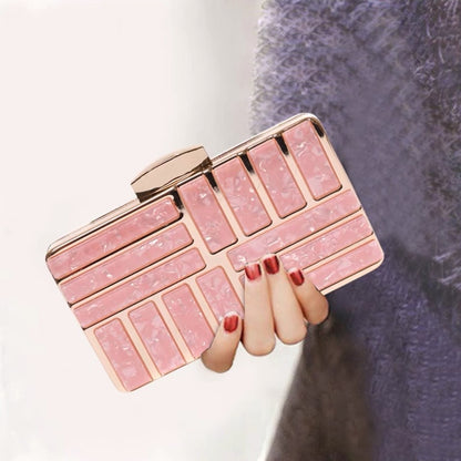 Blue Acrylic Lattice Design Women Acrylic Evening Clutches Bags Small Party Minaudiere Handbags Purse Wedding Box Female Bolsos