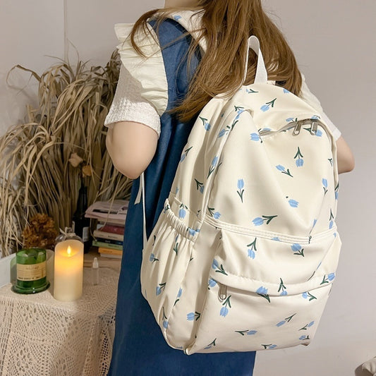 Fresh Women Floral Large Capacity Backpacks Schoolbag for Kawaii Girls Student Waterproof Backpack Cute Teenager Travel Book Bag