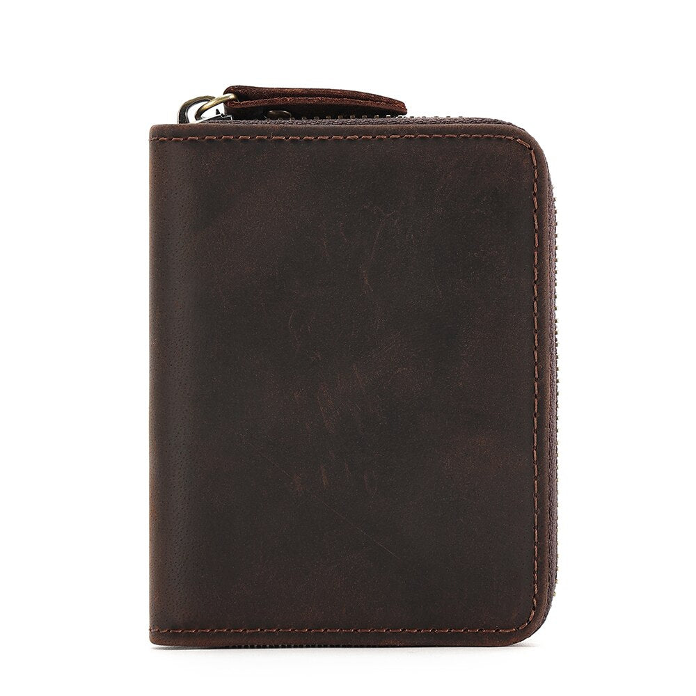 JOYIR Genuine Leather Men Credit Card Holder Zipper Wallet With 11 Card Slots Casual Business RFID Blocking Card Holder Bag 