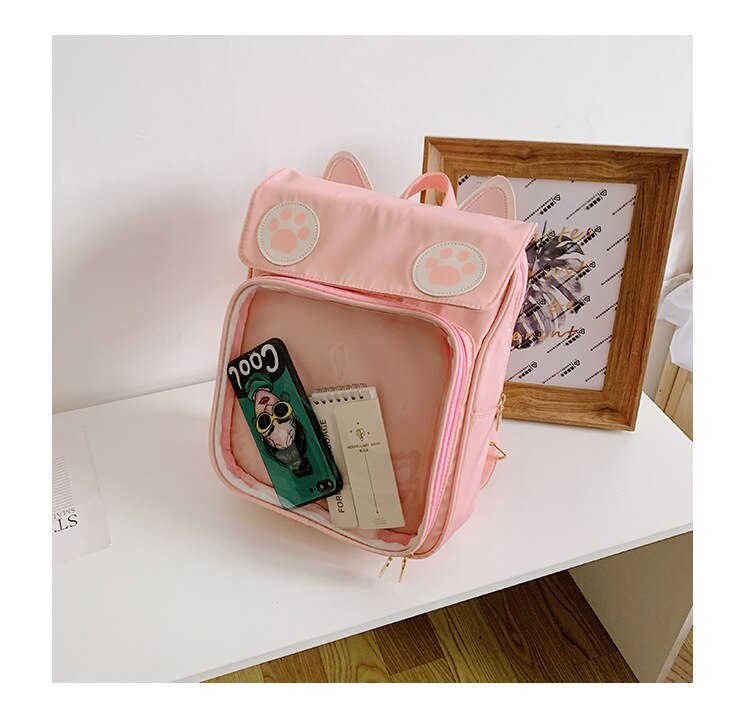 Ita Bag Cat Style Backpacks Paws Kawaii Harajuku Schoolbags Backpack for Teenager Girls Transparent Backpack Clear Itabag