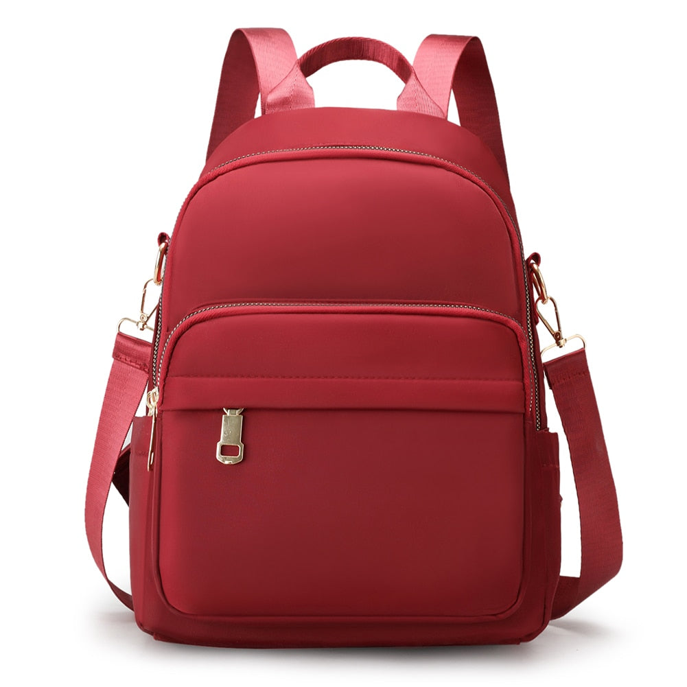 Casual Nylon Women Backpack Fashion Solid Color Anti-theft Women Bagpack Stusents School Bags Female Large Capacity Backpack