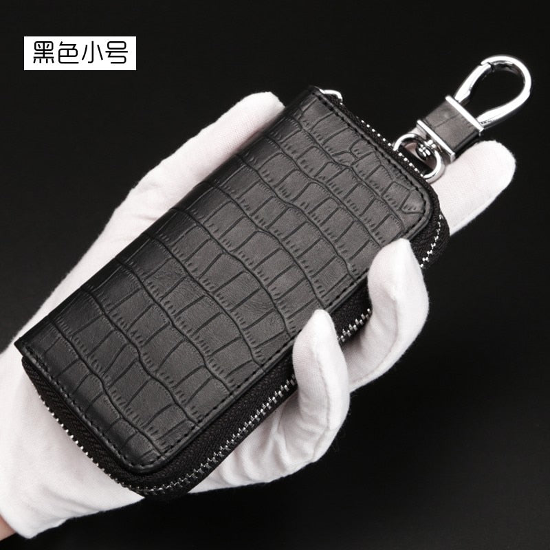 New Large Capacity Cowhide Key Case Men and Women Multi-Functional Buckle Car Key Case Genuine Leather Coin Purse Bags Small