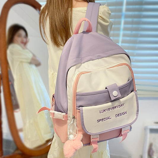 Lady Waterproof Purple Backpack Trendy Cute Girl Travel Kawaii School Bag Women College Backpack Fashion Female Laptop Book Bags