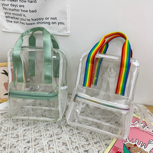 Transparent PVC Women Backpack Fashion Candy Color College Schoolbags for Teenager Girls Summer Clear Casual Female Rucksack