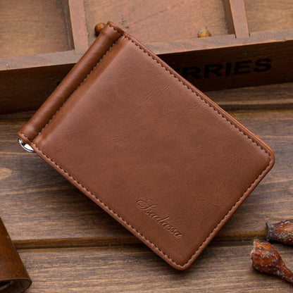 1PC Leather Men Money Clips Metal Solid Wallets Credit Dollar Purses With A Metal Clamp Female ID Credit Card Purse Cash Holder