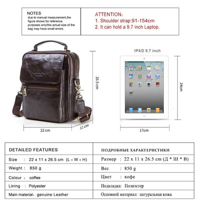 Small Mens Messenger Briefcase Man Bag Genuine Leather For Men Shoulder Bags Male Crossbody Bags For 9.7&quot; Ipad Bandolera Hombre