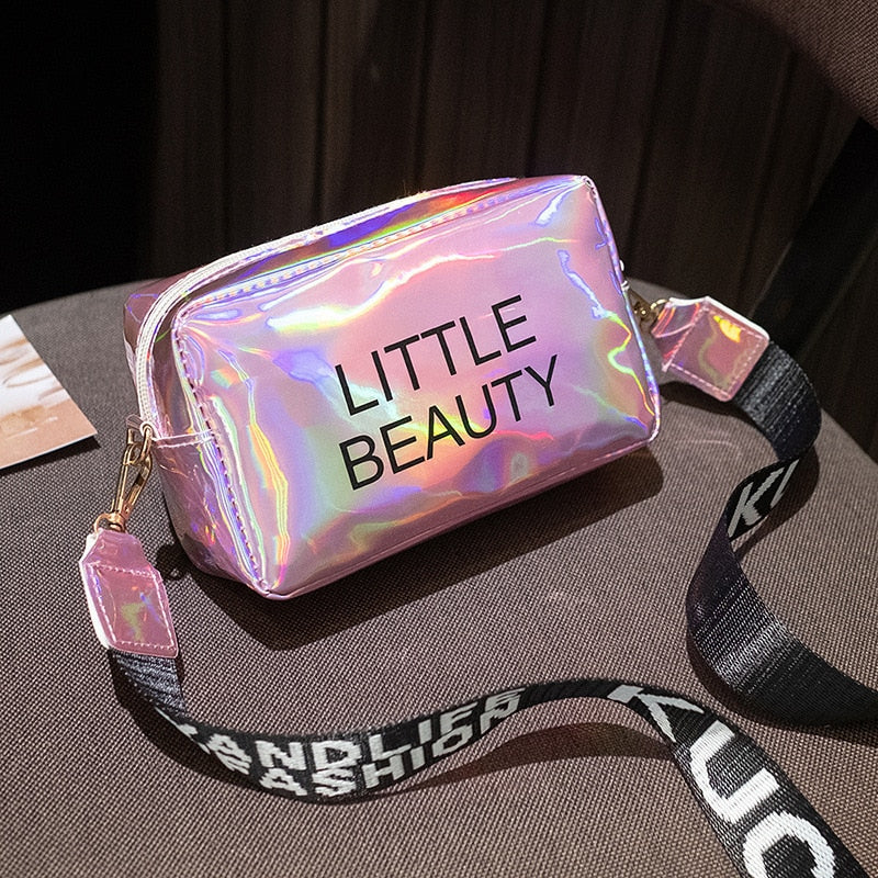 Small Women Laser Crossbody Bag Messenger Shoulder Bag PVC Jelly Small Tote Messenger Candy Colors Bags Laser Holographic