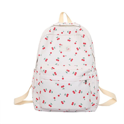 New Female Cute Cherry Floral Print Laptop College Backpack Lady Book Bag Women Kawaii Backpack Student Fashion Girl School Bags