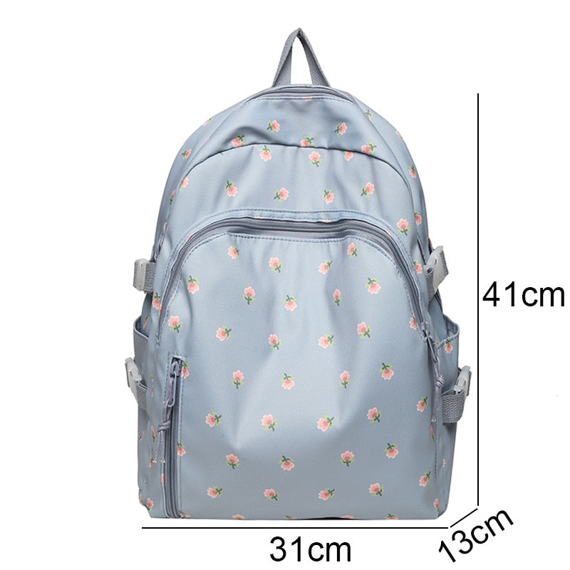 Ladies Floral Print Kawaii College Backpack Women School Bag Trendy Girl Travel Book Backpack Fashion Female Laptop Student Bags