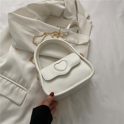 Stylish Women Pure Love Heart Clutch Handbag Ladies Casual PU Leather Shoulder Bag Chic Crossbody Bag for Ladies